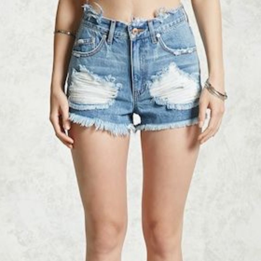 ‼️ Forever 21 High Rise Frayed Hem Jean Shorts